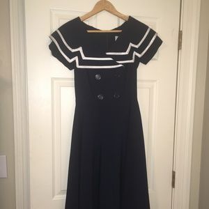 Blue Bettie Paige Full Skirt Sailor Dress